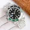 Roller Herrklockor Designer Pepsi Circle Green Dial 904L 40mm Automatisk mekanisk rörelse Diamond Bang Jason 007 Kvinnors designerklockor