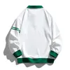 Män överdimensionerade kontrasterande färger LAPEL Sweatshirt Spring Hip Hop Streetwear Harajuku Baseball Uniform Hoodie 240115
