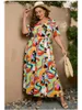 Grundläggande casual klänningar Robe Longue de Plage Pour Femmes Grande Taille 4xl 5xl Col En V Manches Courtes Imprim Floral Style Boho 2023 YQ240115