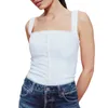Women's Tanks Women Clasp Front Floral Lace Crop Tank Tops Sleeveless Square Neck Trim Smocked Cami Vest Summer Shirts