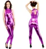 Kostiumy metaliczne fioletowe catsuits błyszczące lycra kombinezon bodysuit tańca na Halloweenowe kostiumy,