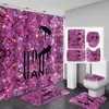 New Print Shower Curtains Sets High-grade Must Set Bathroom Anti-peeping Non-slip Deodorant Bath Toilet Mats Four-piece