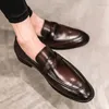 Wnfsy sapatos formais masculinos de couro escritório clássico vestido marrom mocassins de luxo masculino chaussure homme 240115