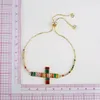 Braccialetti a maglie Croce cattolica in zirconi a 8 colori per donna Rame CZ Cristallo Tennis Placcato oro Eleganti gioielli di moda