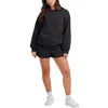 Actieve sets Dames 2-delige outfits Sweatshirt met lange mouwen en ronde hals Hoge taille Shorts Loungewear Trainingspakset voor yoga, activewear en sportschool