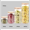 Food Storage Organization Sets Food Storage Cereal Container Airtight Canisters with Bamboo Wood Lids Transparent Glass Jars Kitchen Pantry Organizervaiduryd