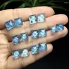 Brincos de prata esterlina natural aquamarine cubo moda cristal hipoalergênico para mulheres presente de natal 1 par