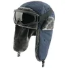 Basker supsindy armé militär ushanka Menwomen Winter Bomber Hats med Goggle Warm Faux Fur Pilot Earflap Trapper Snow Ski Caps