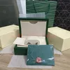 Rol Lüks Yüksek Kaliteli Yeşil İzleme Kutusu Kılıfları Kağıt Poşetler Sertifikası Ahşap Kadın Erkekler İçin Orijinal Kutular Hediye Çantaları Access288h