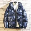 Damen Trenchcoats 2024 Daunenjacke Winter Glänzend Silber/Schwarz/Gold/Blau Kapuzenparka Outwear Gepolstert Weiblich