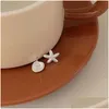 Studörhängen Ventfille 925 Sterling Sier Starfish Shell Earring For Women Girl Asymmetry Sweet Romance Jewelry Birthday Present Drop Del Otw7y