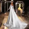 Alonlivn Off-Shoulder Overskirt Mermaid Wedding Dress Luxury Satin Sweetheart Full Sleeves 2 In 1 Bridal Gowns