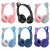 Casque dégradé casque dessin animé Flash lumière enfants enfants casque commande vocale Bluetooth compatible rose petite fille écouteur cadeau