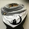 Foulards mignon animal bouton style écharpe 3D imprimé chaud polaire décontracté et châle pour les femmes