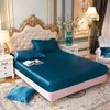 Conjuntos de cama WOSTAR Lavável cetim rayon lençol elástico capa de colchão de verão colcha de solteiro roupa de cama dupla 2 pessoas lençol 150 230721