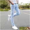 Dżinsy męskie dżinsy 2023 Mężczyźni rozciągają chudą męską markę marki super elastyczne proste spodnie Slim Fit Fashion Drop dostarczanie aplikacji Dhutd