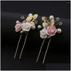 Hair Accessories Chinese Style Girls Hairpin Exquisite White Crystal Fork Fashion Leaf Pins Party Bride Ornaments Drop Delivery Baby K Otgnd