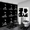 Quality Letters Toilet Seat Covers Bath Shower Curtains Set Non Slip Toilet Mats Fashion Bathroom Accessories Home Decor