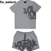 Projektantka Syna World Tracksuit Sports Zestaw krótkie szorty Dwuczęściowe wydrukowane koszulka mężczyzn i damskiej Y2K TES Krótki zestaw graficzny koszulka Hip Hop Synuorld Summer R1
