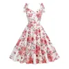 Sukienki swobodne sukienki dla kobiet w stylu europejskim i amerykańskim w stylu kwiatowym w talii wiosna letnia sundress