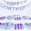 Vaisselle jetable sirène méduse papier lanterne assiette tasse bannière petite sirène thème princesse bébé fille sous la mer fête d'anniversaire décorationvaiduryd