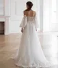 Elegancka sukienka ślubna Bride 2024 Place bez ramiączki Palezniki Puchliwe rękawy organza A-line sukienki ślubne boho vestidos noiva szat de mariee
