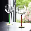 French Style Wine Glasses Big Belly Burgundy Cup Vertical Stripe Water Bottle Crystal Glass Goblet Home Decoration Accessories 240115