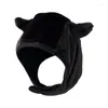 Baskar Stylish Bear Ear Hat Scarf Beanie Winter Safety Y2k Hats för män och kvinnor