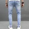 Masowe streetwearu Mężczyźni proste stały styl chude długie dżinsy męskie jakość swobodne spodni do joggingu za 240113