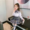 Style japonais bébé filles école uniforme costume enfants enfants Bow Blouses jupe plissée Performance vêtements enfants danse porter ensembles 240113