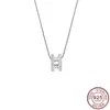 Colliers Simple cubique zircone lettre H colliers amour Cube carré pendentifs Sterling Sier bijoux de mode pour les femmes chaîne courte nouveau