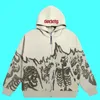 Men Anime Skull Hoodies Women Vintage Gothic Zip Up Long Sleeve Streetwear Loose Coats Harajuku Letter Print Hooded Sweatshirts 240115