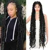 Pelucas sintéticas Kalyss 48 Pelucas trenzadas sin nudos de encaje doble completo para mujeres Mariposa negra Triángulo grande Sin nudos Trenzado Cornrow Braide Q240115