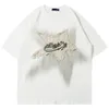 Men Oversized T Shirt Star Splicing Harajuku Streetwear Tshirts Man Fashion Casual Loose Cotton Hip Hop Y2K T-shirt Tops 240113