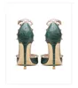 Sandaler äkta lädernitar Emerald Crocodile Pattern Women's High Heels 2024 Summer Fashion Party Ladies Pumps 6cm 8cm 10