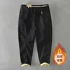 Calças masculinas 2024 inverno homens flacee algodão sólido solto casual estilo safari bolso cáqui exército verde trabalho calça carga