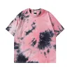 Hip Hop Men Tieb bar barwiony T-shirt swobodny krótki rękaw 2024 Summer Loose T Shirt Cotton Oversize Tops Tees