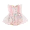 Girl Dresses Cute Summer Baby Girls Romper Dress Ruffle Sleeve Embroidery Flower O-Neck Tulle Mini Infants Clothes For 0-24M