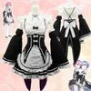 Anime Rezero Kara Hajimeru Isekai Seikatsu Farklı Bir Dünya Ram Rem Cosplay Cosplay Costume Peruk Hizmetçi Elbise Cadılar Bayramı Costume3217