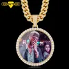 New Oversize Big Round Custom Picture Pendant Necklace Personality Men's Hip Hop Jewelry Exaggeration Rap Style Cubic Zirconi319G