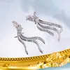 Orecchini pendenti in argento sterling S925 con borchie lunghe a goccia 5A zircone Super Flash per le donne Gioielleria raffinata di lusso Regalo per la festa nuziale