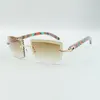 style Best-selling Direct sales high-quality cutting lens sunglasses 3524021 peacock wood temples glasses size 58-18-135 mm