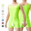 Shaper per il corpo da uomo Collant lucidi Set di lingerie ad alta elasticità Costume da bagno Intimo Tuta Tuta in poliestere trasparente senza maniche