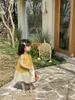 Flickaklänningar Barnkläder Summer Småbarn Girls 'Korea Color Block ärmlös klänning A-Line Thin Princess Holiday Patchwork