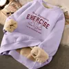 Sweatshirt Womens Winter Losse Letter Print Pluche Dikke Capuchon Warmte Gewatteerde Warme Fleece Gevoerde Trui Top 240115