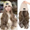 Perucas sintéticas chapéu peruca gorros com cabelo para mulheres longo ondulado quente macio esqui de malha outono inverno boné resistente ao calor fi q240115