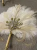 Flores de casamento peorquídea inspirado broche de penas de avestruz buquês de fãs de noiva casamento artificial grande gatsby buquê de flores biamond