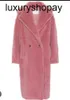 Designer Maxmaras Teddy Bear Casaco Mulheres Cashmere Casacos Lã Inverno Max Mara Estilo Rosa Alpaca Longo