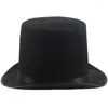 Berets Fashion Black Top Hat Magician Caps For Costume Performance Theatrical Plays Musicals Flat Dome Hats Adult Kids