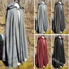 Kobiety średniowieczny płaszcz z kapturem Vintage Gothic Cape Solidny płaszcz Long Trench Halloween Cosplay Come Kobiety L220714306A